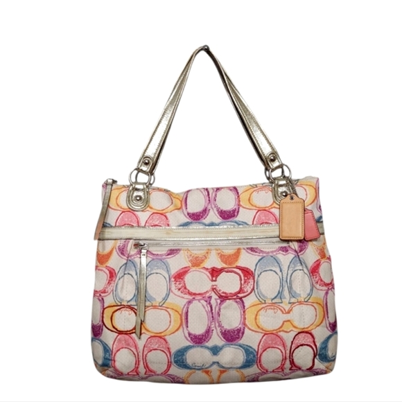 Coach Poppy Signature C Dream Logo Glam Zip Tote EUC No. 19023 - Picture 1 of 7